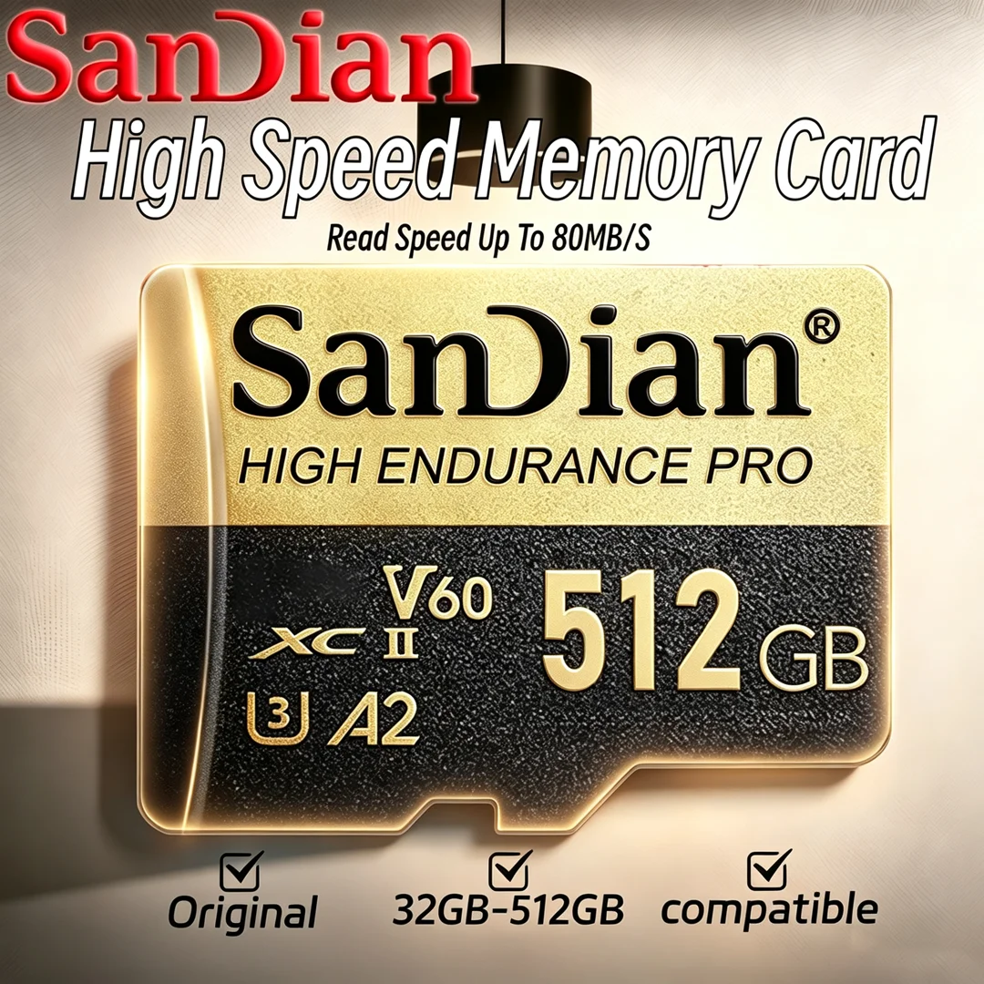 High-Speed Micro TF SD Card 64GB/128GB/512GB with Adapter for Nintendo Switch Lite Class 10 U3 V30 Memory Card for Game Console