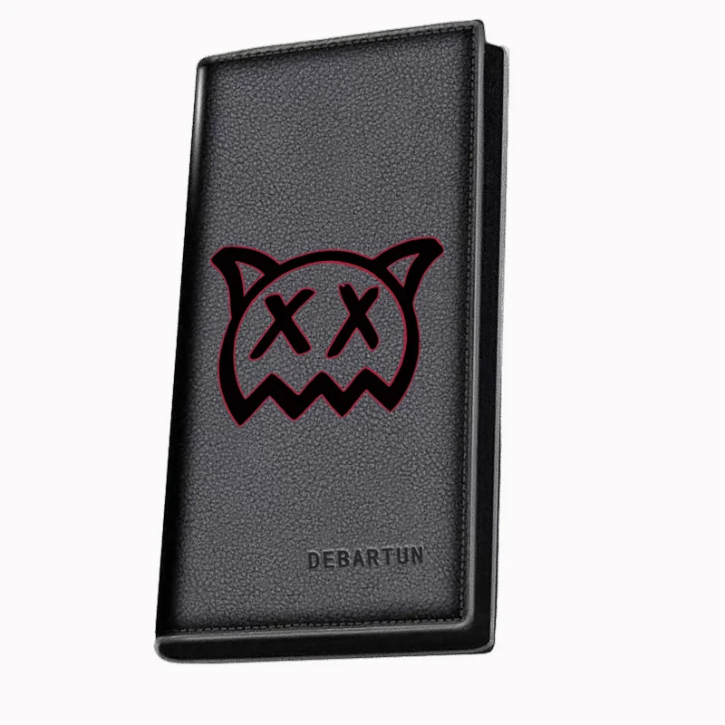 Cat face,eyes cross,zigzags design Men's Long Wallets Business Stylish Printing Design Casual Use Christmas Valentine's Father's