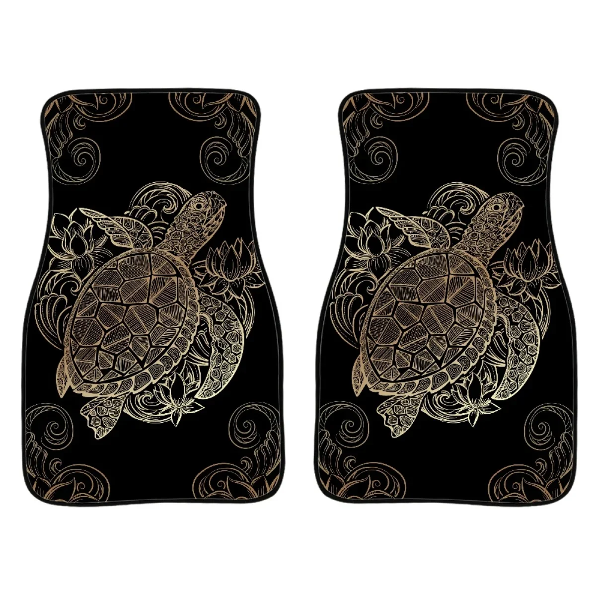 Car Floor Carpet Set of 4 Piece Auto Interior Floor Mats Polynesia Turtle Tropical Plant Pattern Carpets for Truck Sedan Fashion