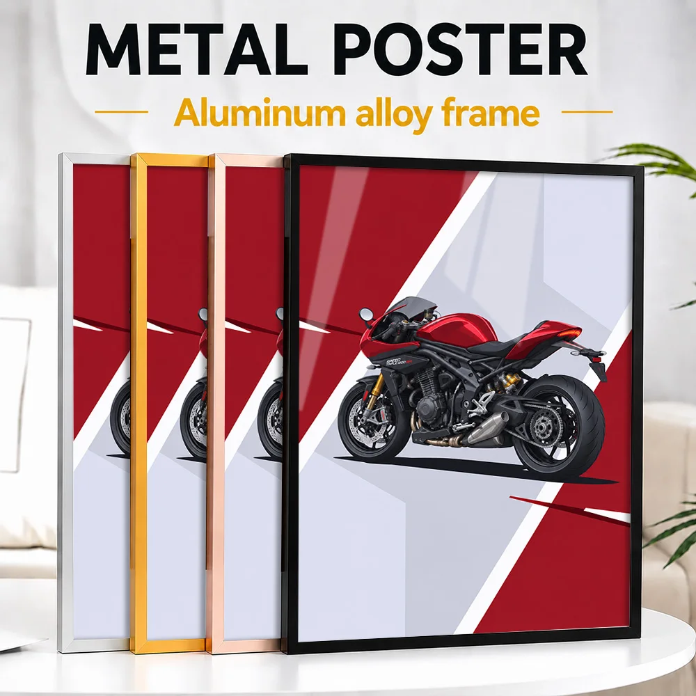 British Speed Triple 1200 RR Red Hopper Motorcycle Framed Metal Poster Personalized Garage Legacy Wall Art Ideal For Home Office