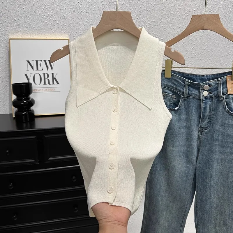 الصلبة محبوك تانك القمم الصيف المرأة بلوزات بلا اكمام عادية تنوعا سترة تي شيرت 2025 الكورية نمط الملابس النسائية #3