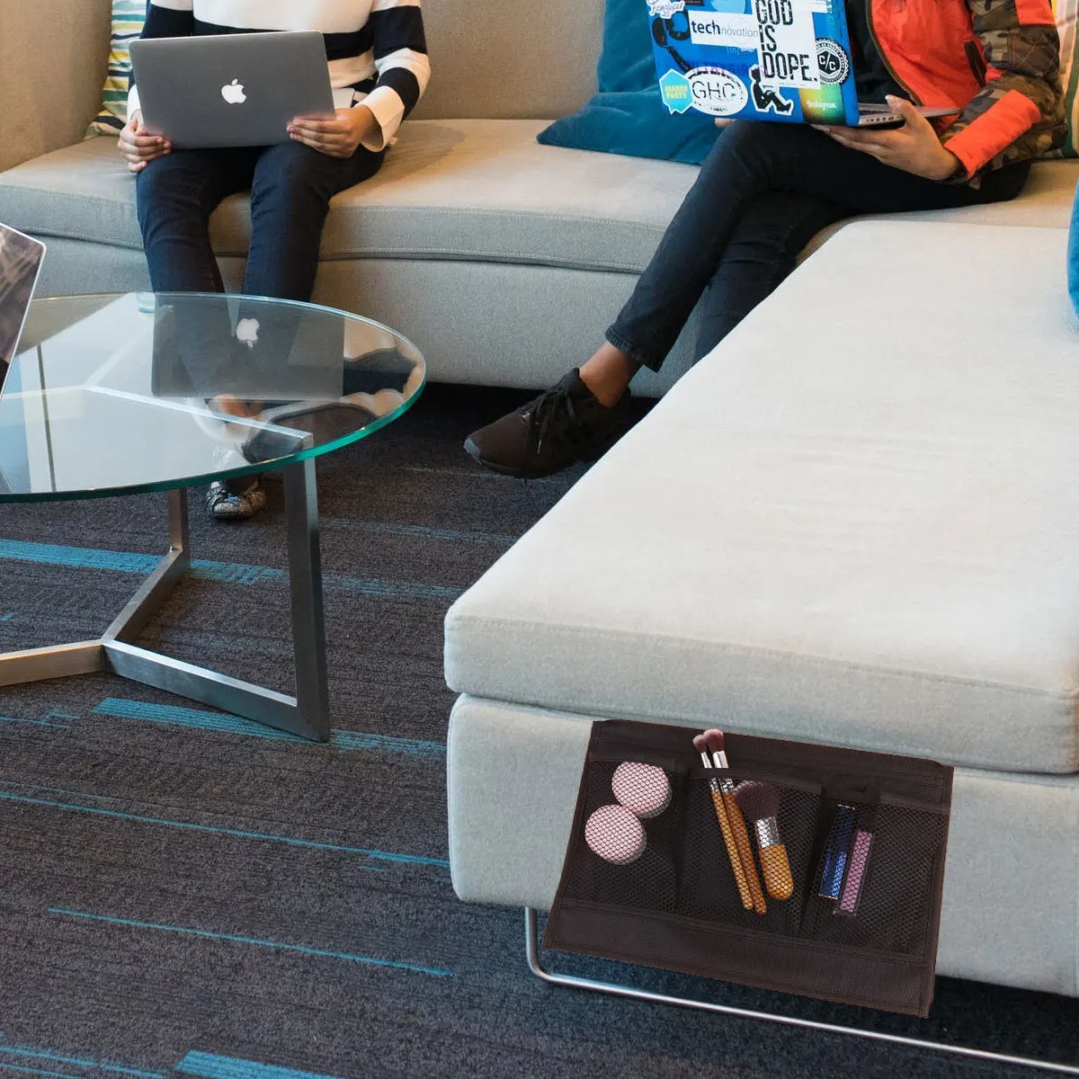 

Bedside Storage Bag Black Hanging Organizer Large Capacity for Dorm Home Sofa Bed Storage Pouch Hanging Organizer