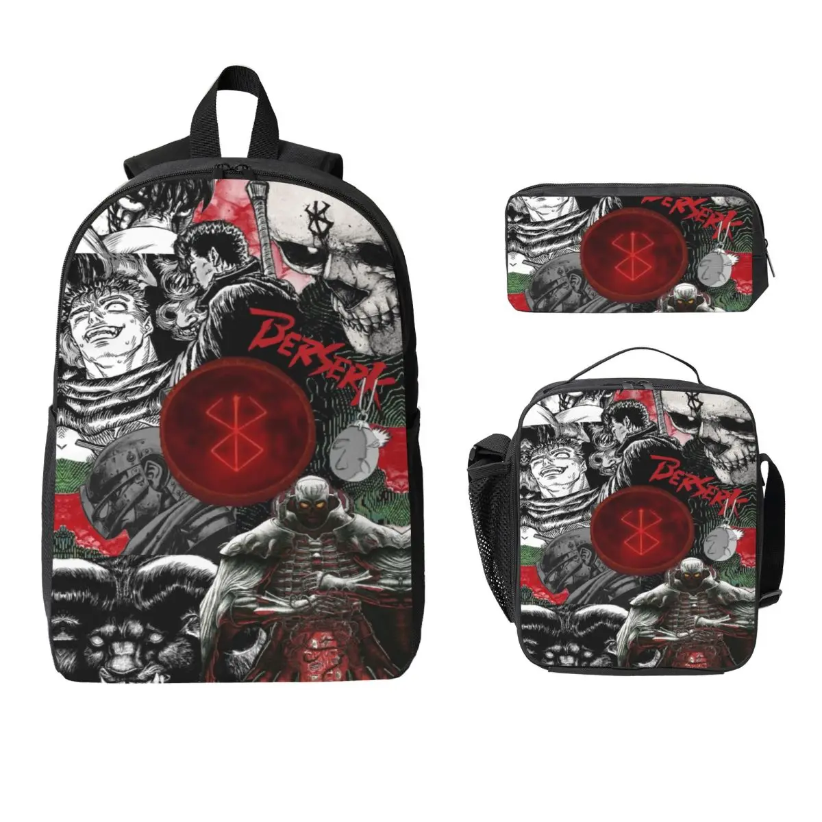 

Japan Anime Bereserks Kids Backpack Lunch Box Pen Bags for Boys Girls Kindergarten Backpacks School bag Bookbag Set