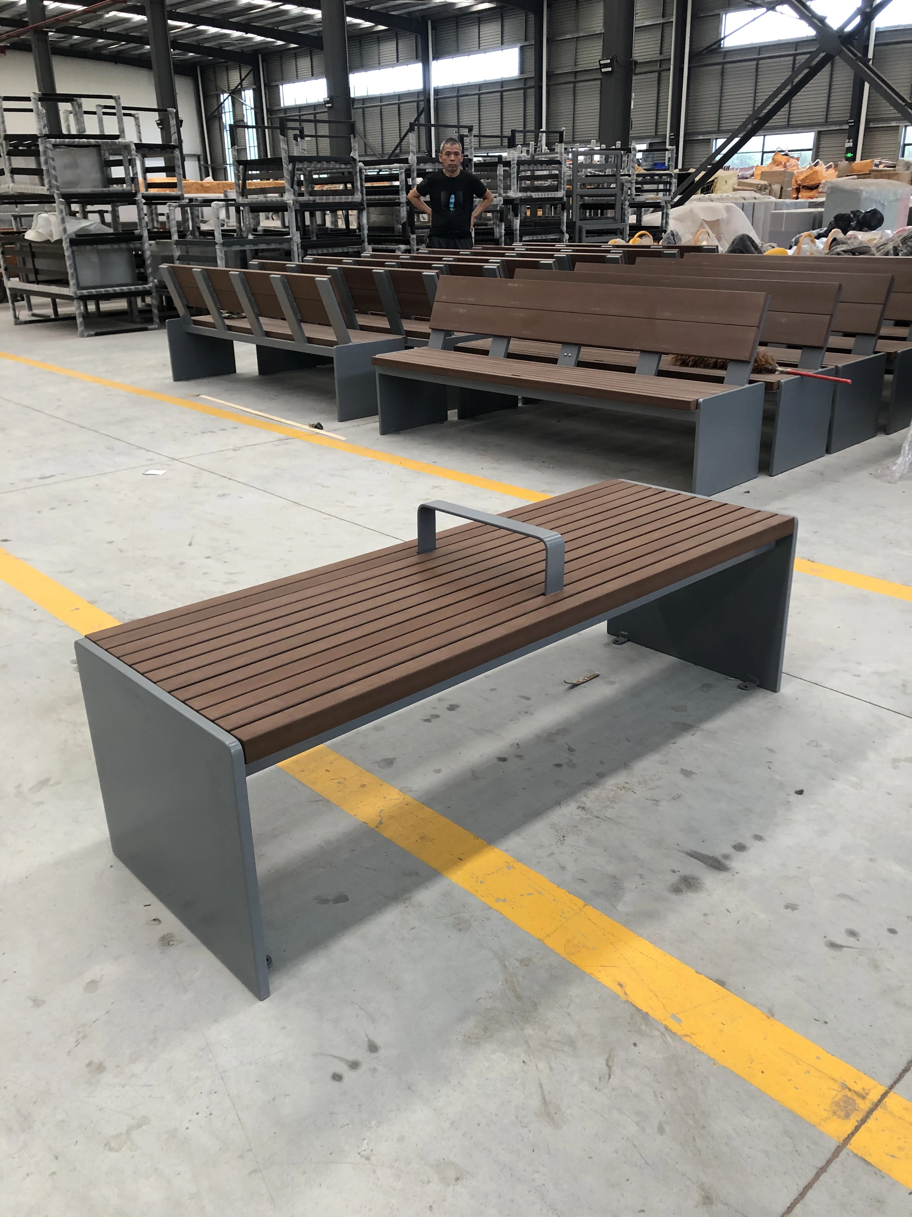 Heavy Duty Teak Wood Park Bench, 2-Seater Classic Rustic Outdoor Seating For Public Spaces For High-end Outdoor Garden Projects.