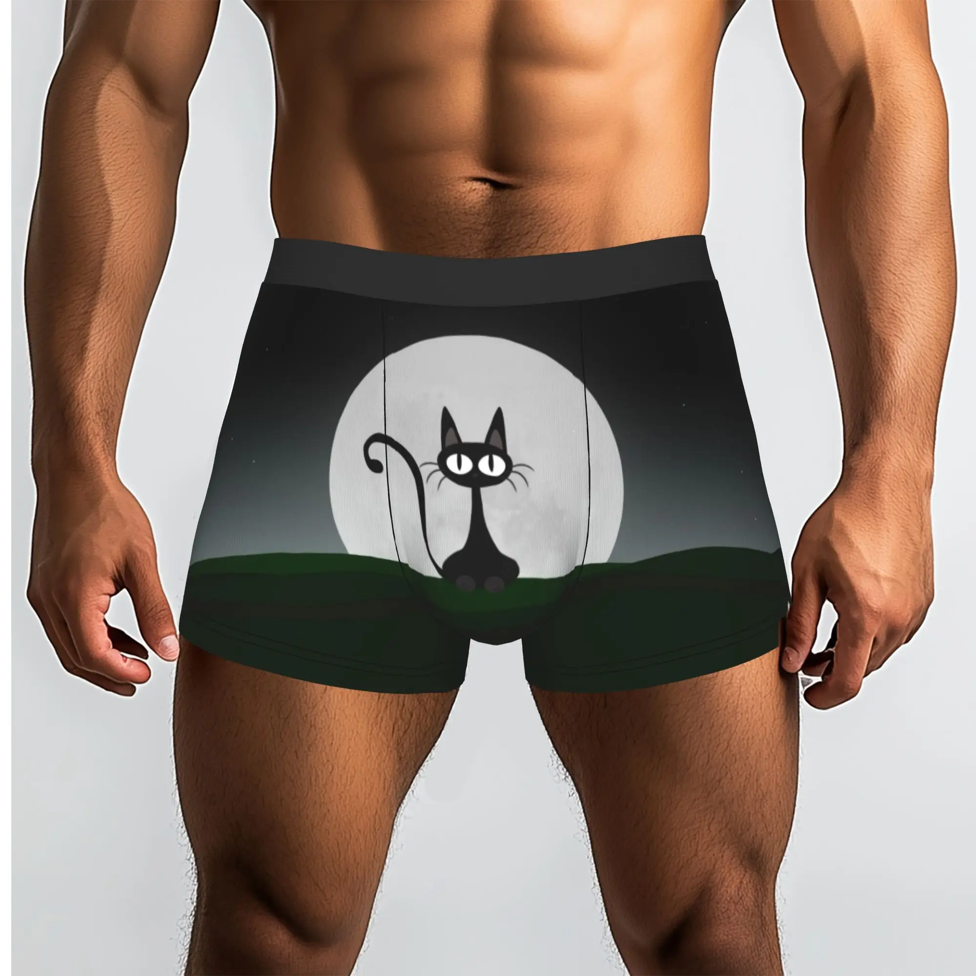 Custom Black Cat On A Beautiful Night With Full Moon Underwear Men Print  Boxer Shorts Panties Briefs Breathable Underpants