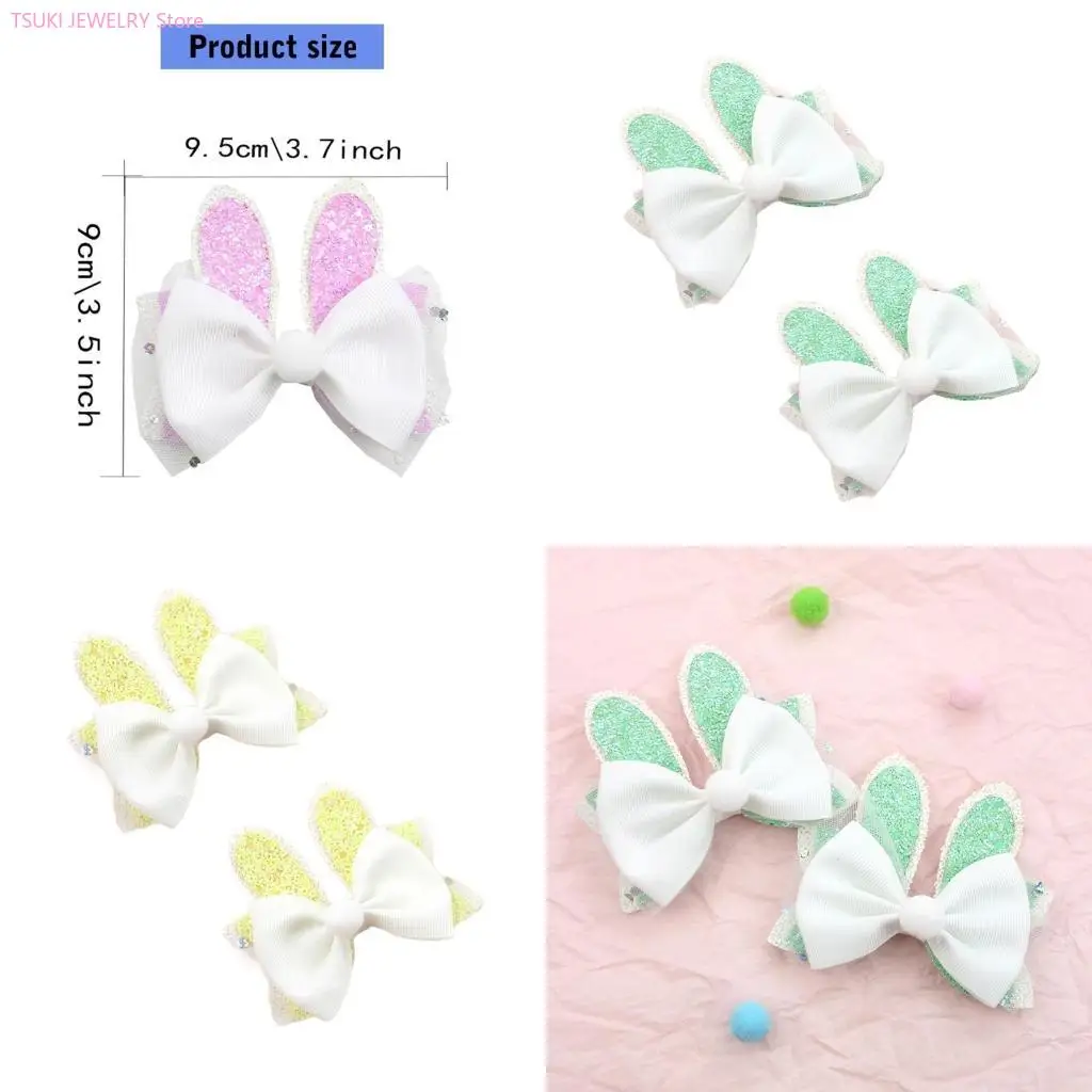 

62KE 1pair Festives Easters Bunnies Hair Clip Simple Temperament Women Hairpin