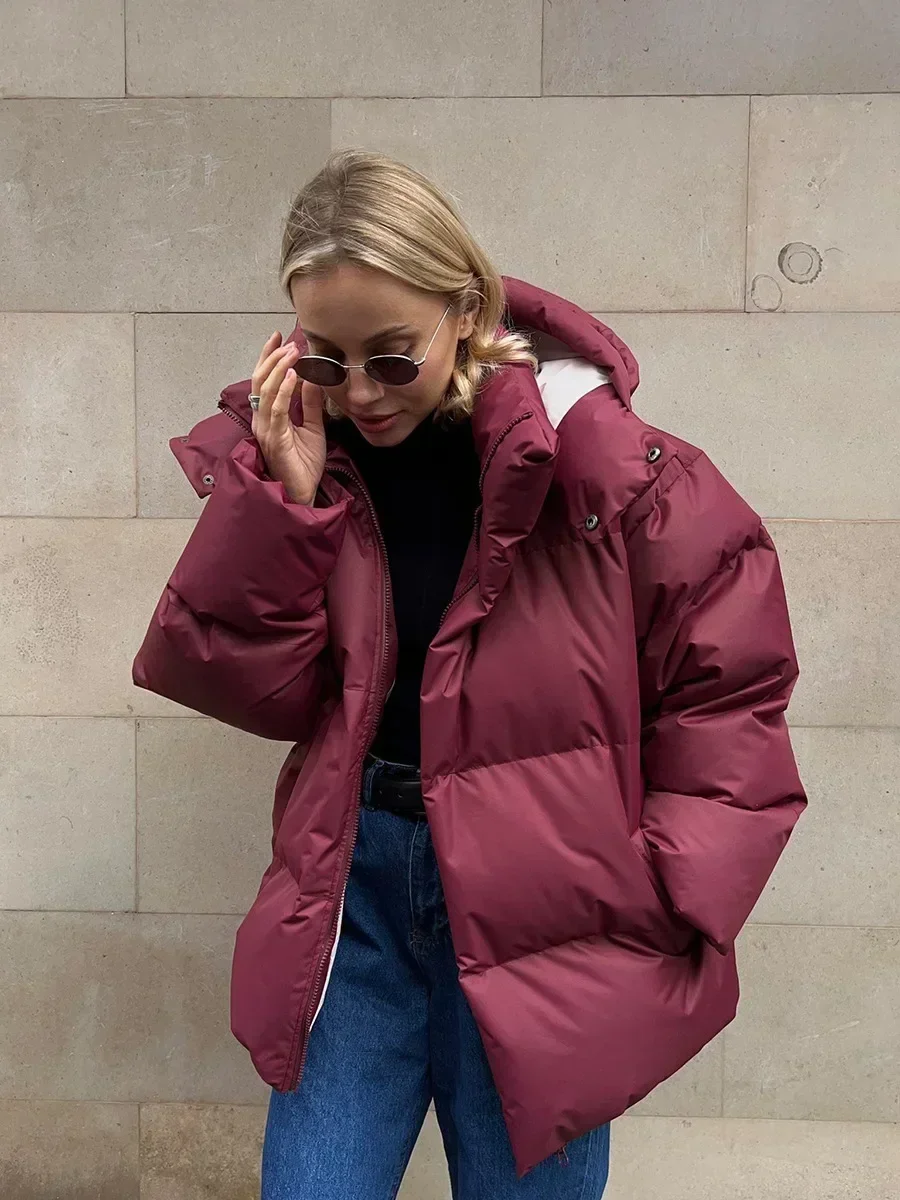 Casacos para baixo jaqueta outwear feminino solto acolchoado jaqueta parkas 2024 outono e inverno jaqueta acolchoada solta casacos com capuz jaquetas