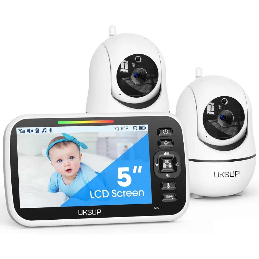 SM663V2 Baby Monitor with 2 Cameras - 5" Display Video Baby Monitor with Remote Pan & Tilt, 2X Zoom,Auto Night Vision, 2 Way Tal