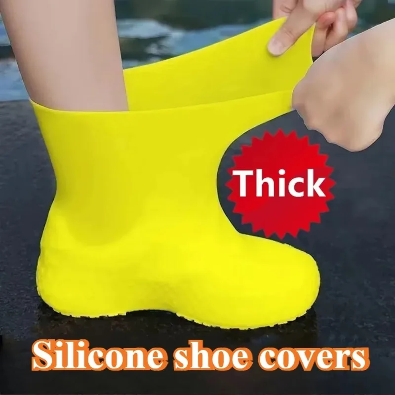 Rain Shoe Protector Waterproof Silicone Shoe Cover Rain Boots Cover Non-slip Shoes Protector Outdoor Reusable Thickened Footwear