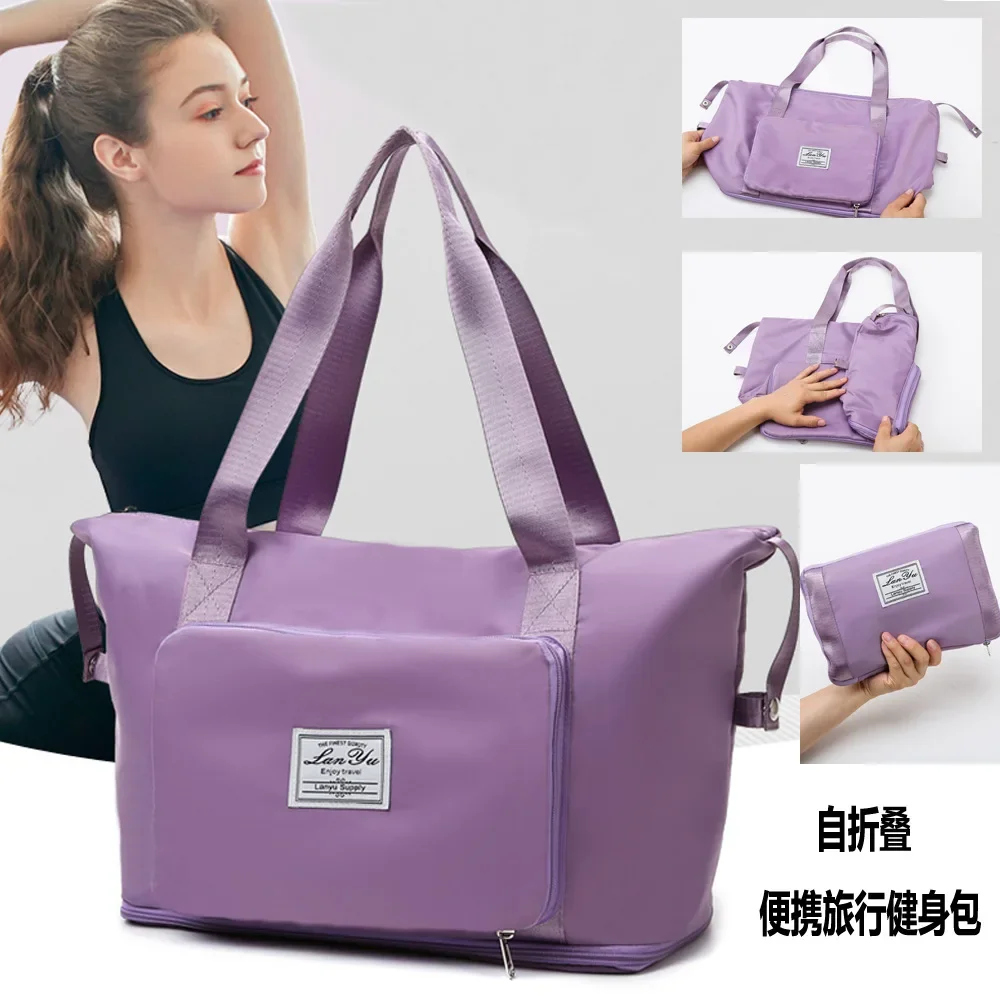 Foldable Storage Oxford Travel Bags Women Tote Large Capacity Business Luggage Bag Sport Fitness Bag Portable Light Handbags