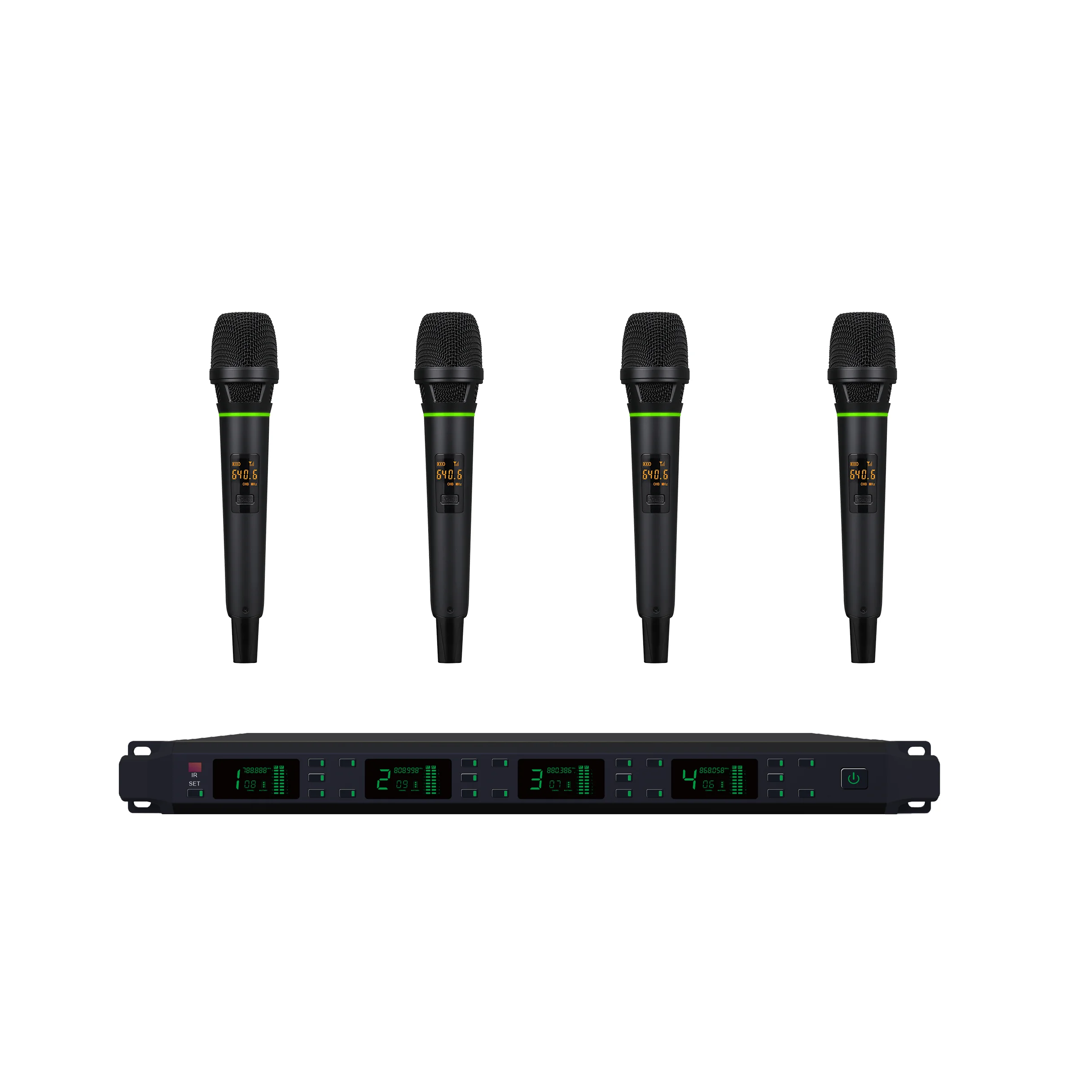 Wireless conference system with 1 to 4 gooseneck microphones
