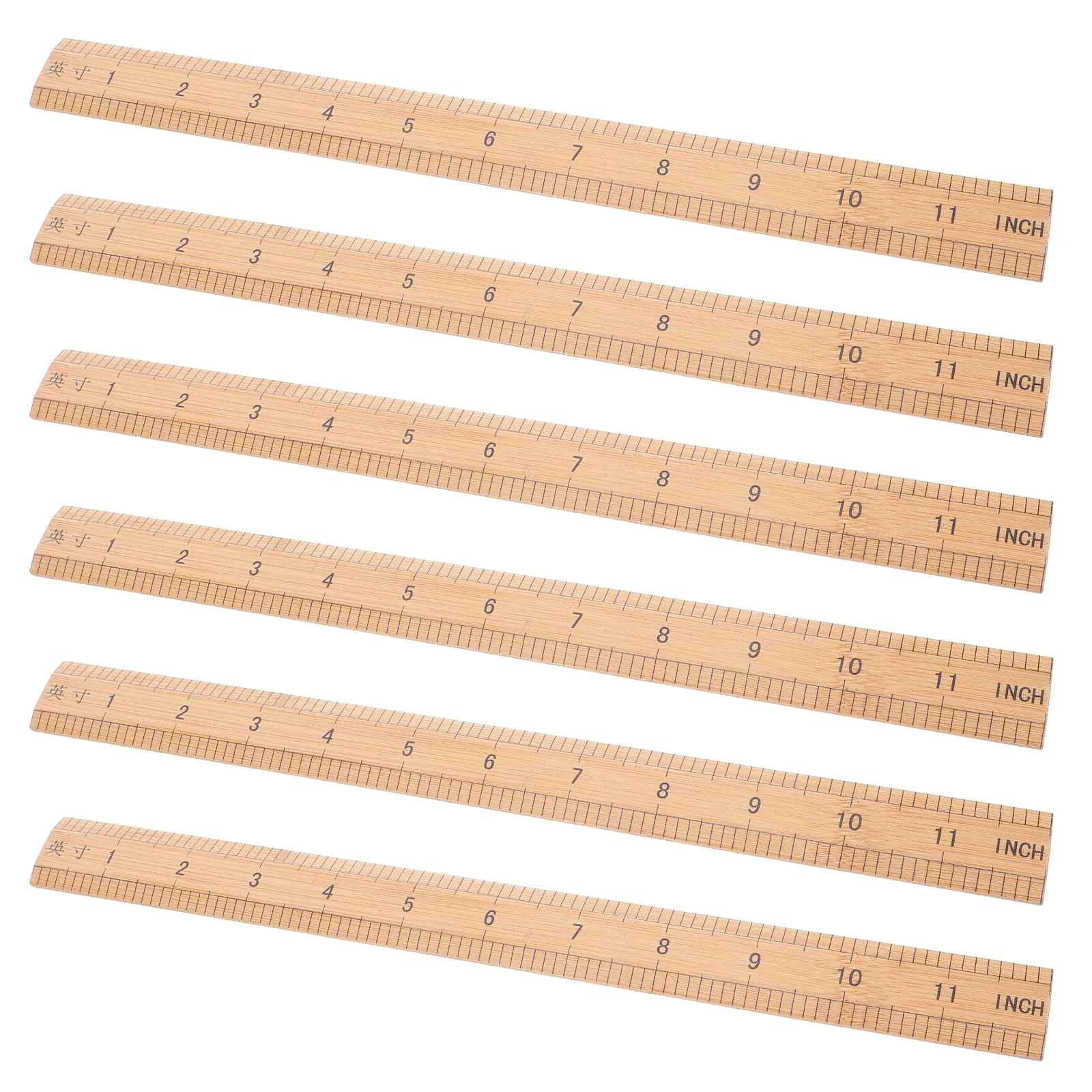 

6 PCS Bamboo Ruler Double-sided Scale Knitting Crafting Sewing Dressmaking Tape Measure