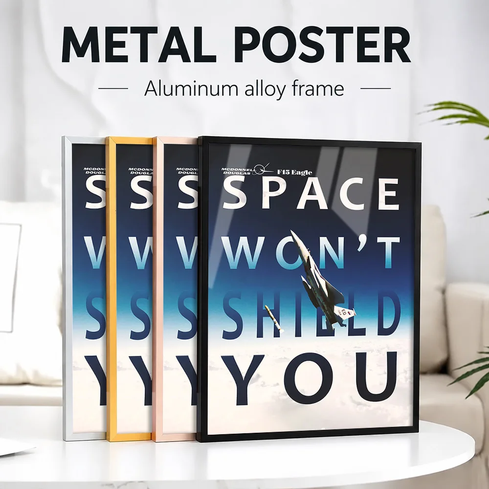 Space Won’t Shield You F-15 Eagle Supersonic Framed Metal Print Personalized Photo Detailed Schematic Style Wall Art For Study
