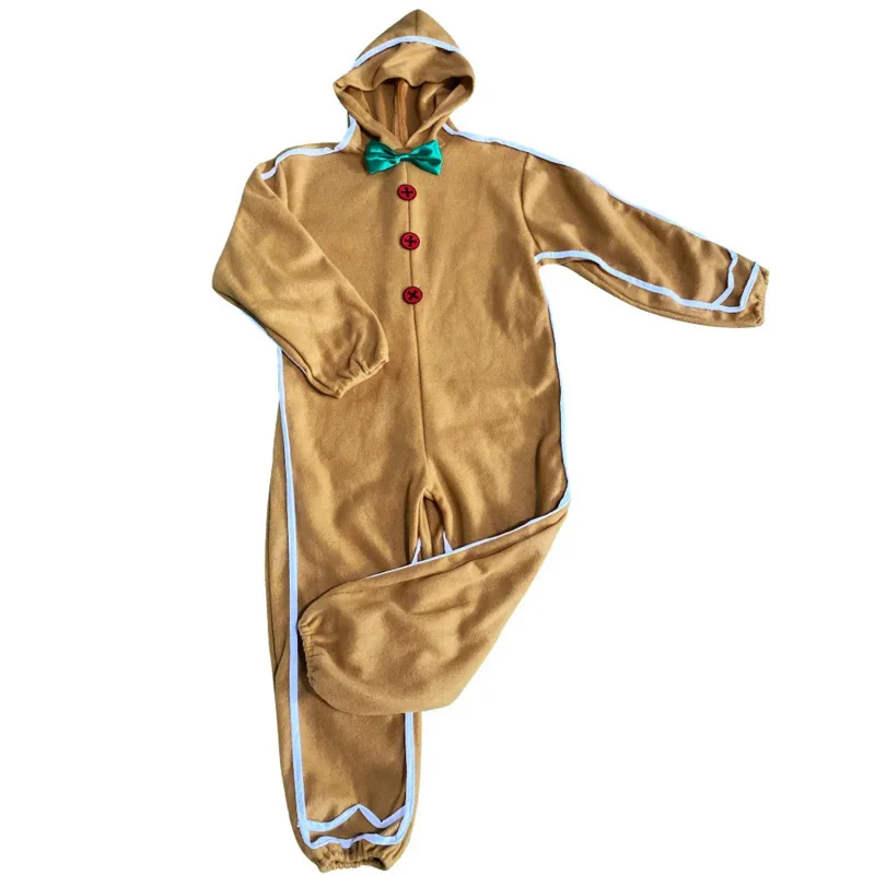 Gingerbread Man Cosplay Trajes para crianças, bodysuit de Natal, macacão infantil, decoração infantil, festa de aniversário, presentes de vestir