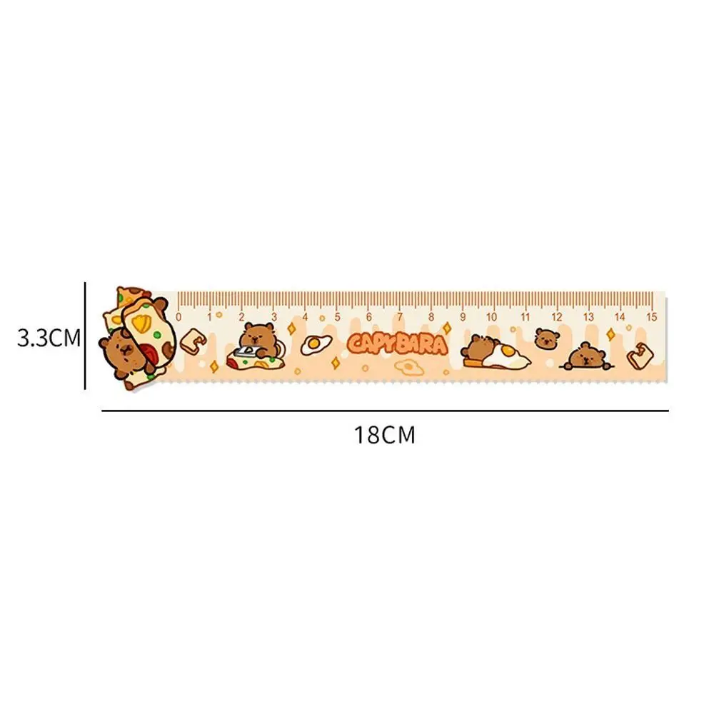 Creative 15cm Capybara Ruler School Office Supplies Wavy Lines Drawing Tools Acrylic Cute Cartoon Straight Ruler