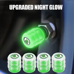 4 Uds cubierta de válvula fluorescente accesorios decorativos cubierta antipolvo para motocicleta y coche para Skoda Octavia 2 3 Kodiaq Fabia Karoq Superb