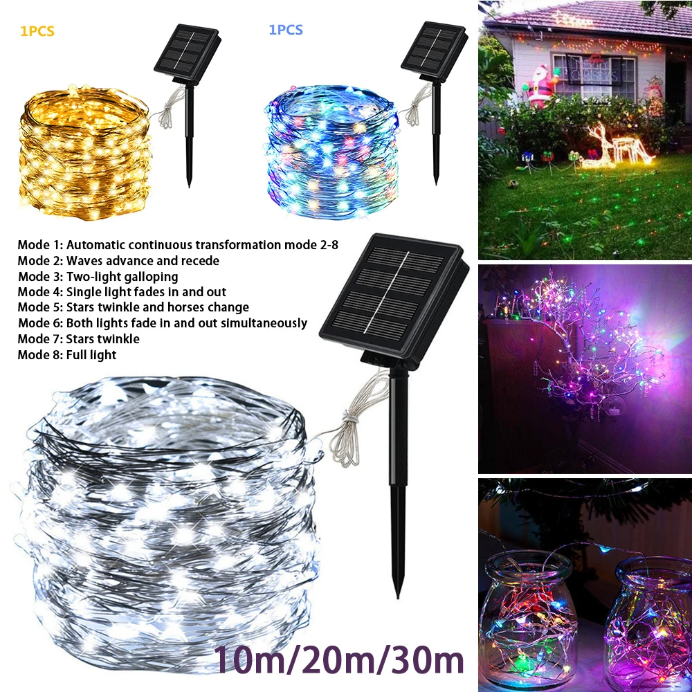 Solar String Fairy Lights  30M 300 LED Waterproof Outdoor Garland Solar Power Lamp Christmas For Garden Decoration