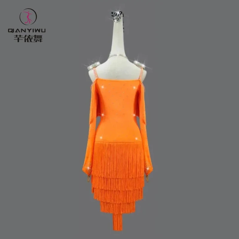 2025 Womens Latin Dance Dress Stage Costume Female Tassel Suit Ballroom Competition Clothing Girls Party Samba Dancewear Parties