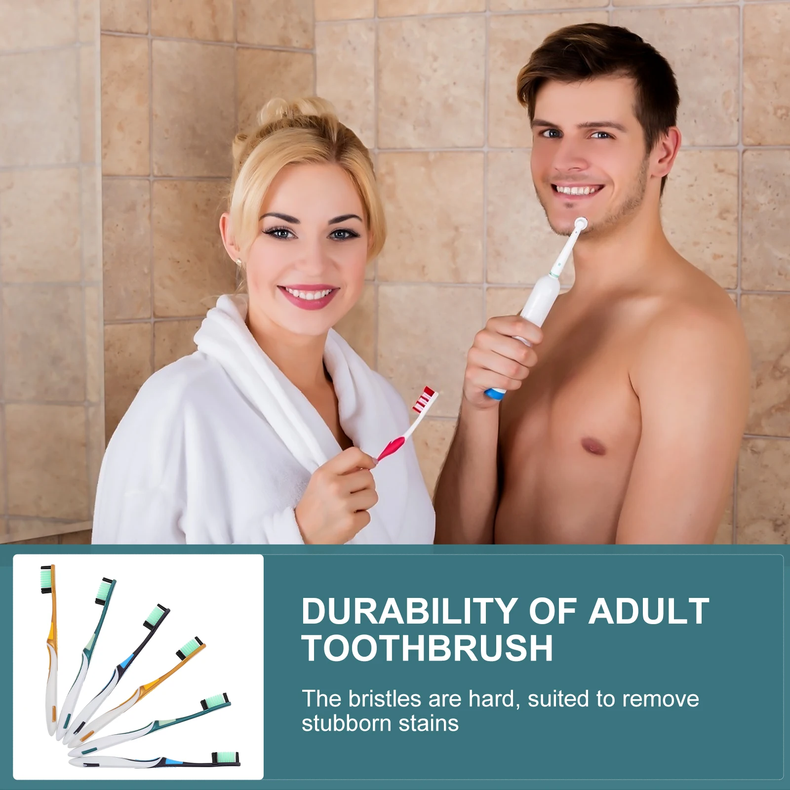

6 Pcs Durable Hard Bristle Toothbrushes for Stains Removers H held Teeth Cleaners al Hygiene