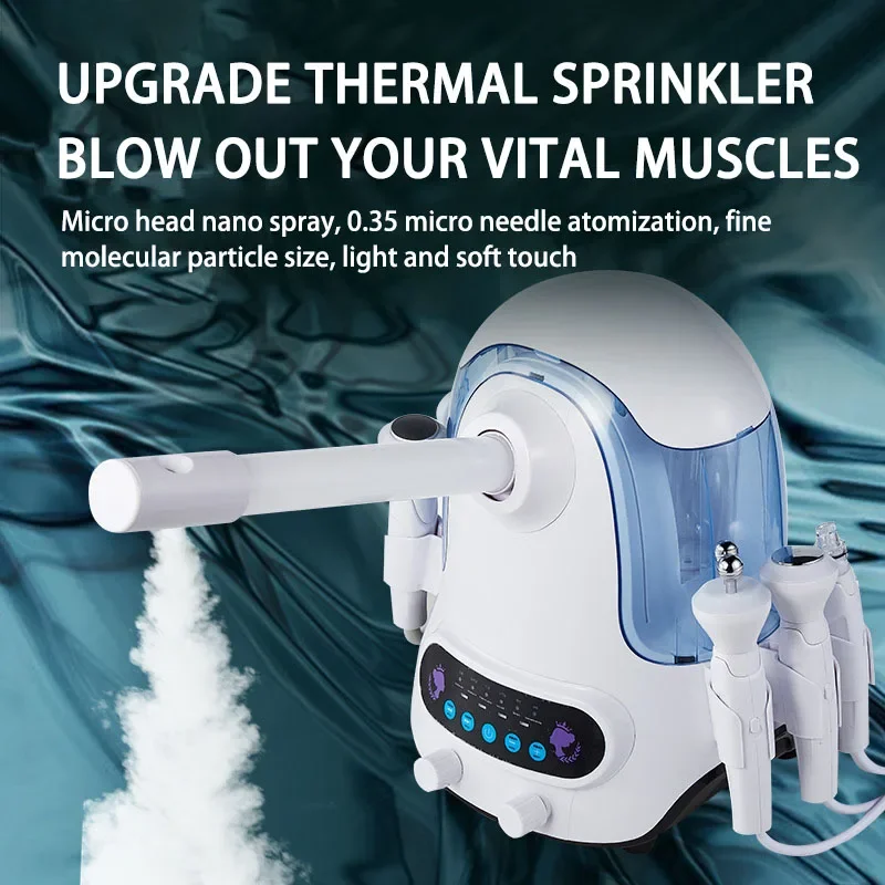 뜨거운 얼굴을 가진 얼굴 아름다움과 얼굴 기계를 바짝 죄는 증기선