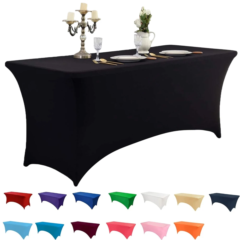 4/6FT Table Cloth for Rectangular Stretch Spandex Hotel Wedding Table Covers Folding Tablecloth Table Cocktail Table Protector