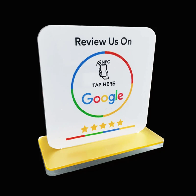 Acrylic Material Google Review NFC Stand Display Table Display Stand for Social Media