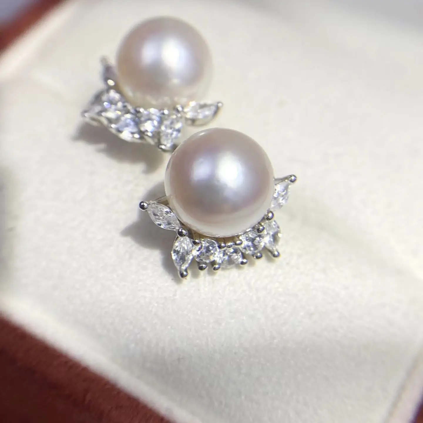 

Wholesale S925 Sterling Silver Earrings Mount Findings Settings Base Mounting Parts Accessory for 7-8mm Pearls 5 pairs/lot