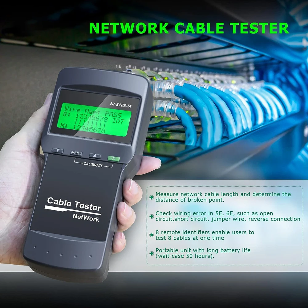 Imagem -04 - Noyafa-rede Cabo Tester Display Lcd Rastreador de Cabo Cabos Twisted Gêmeos Stp Utp Nf8108a Cat5e Cat6e Nf9108a