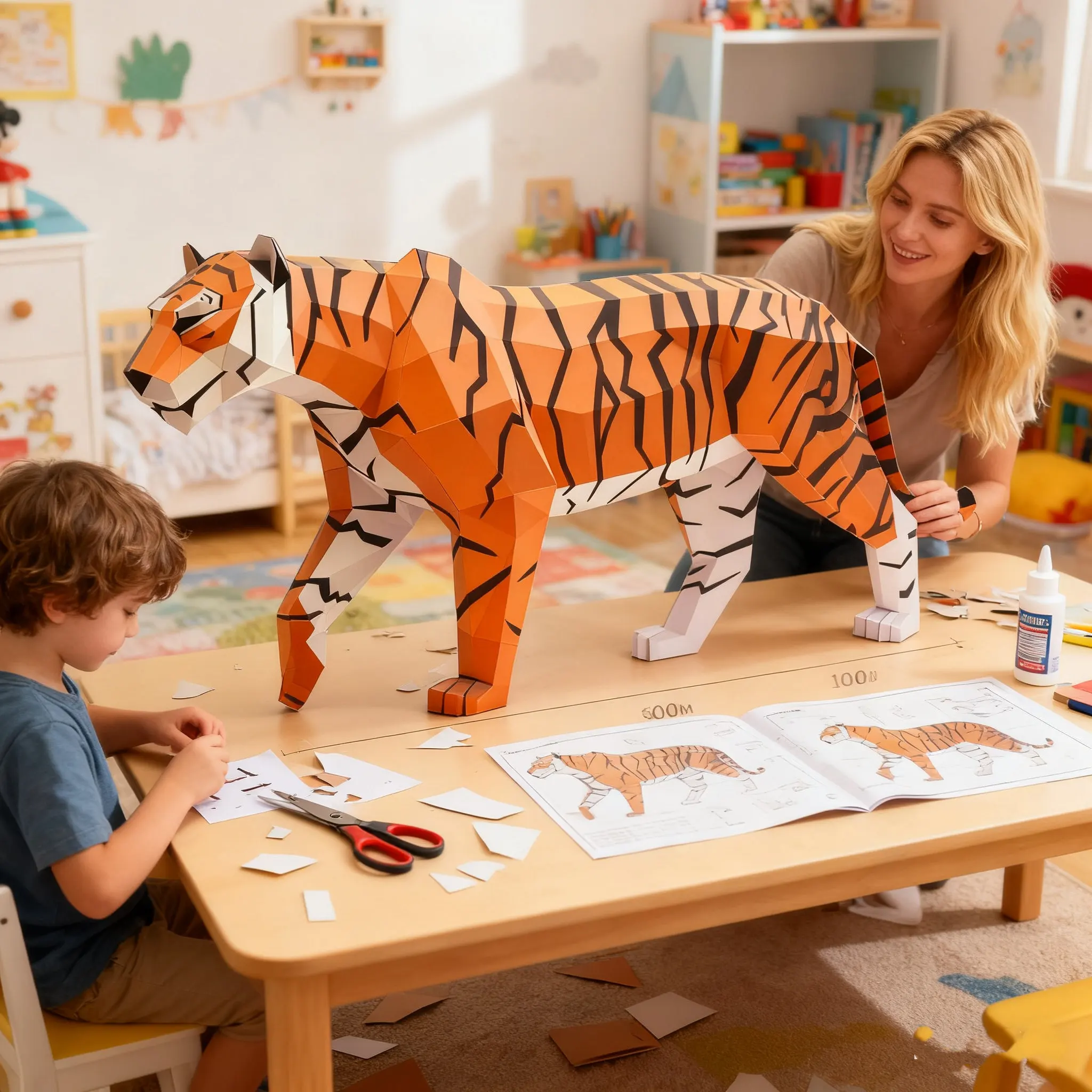 

136 см большой тигр бумажная модель домашний декор коридор орнамент крыльцо украшения Papercraft 3D DIY ручная работа креативные головоломки игрушки 2026