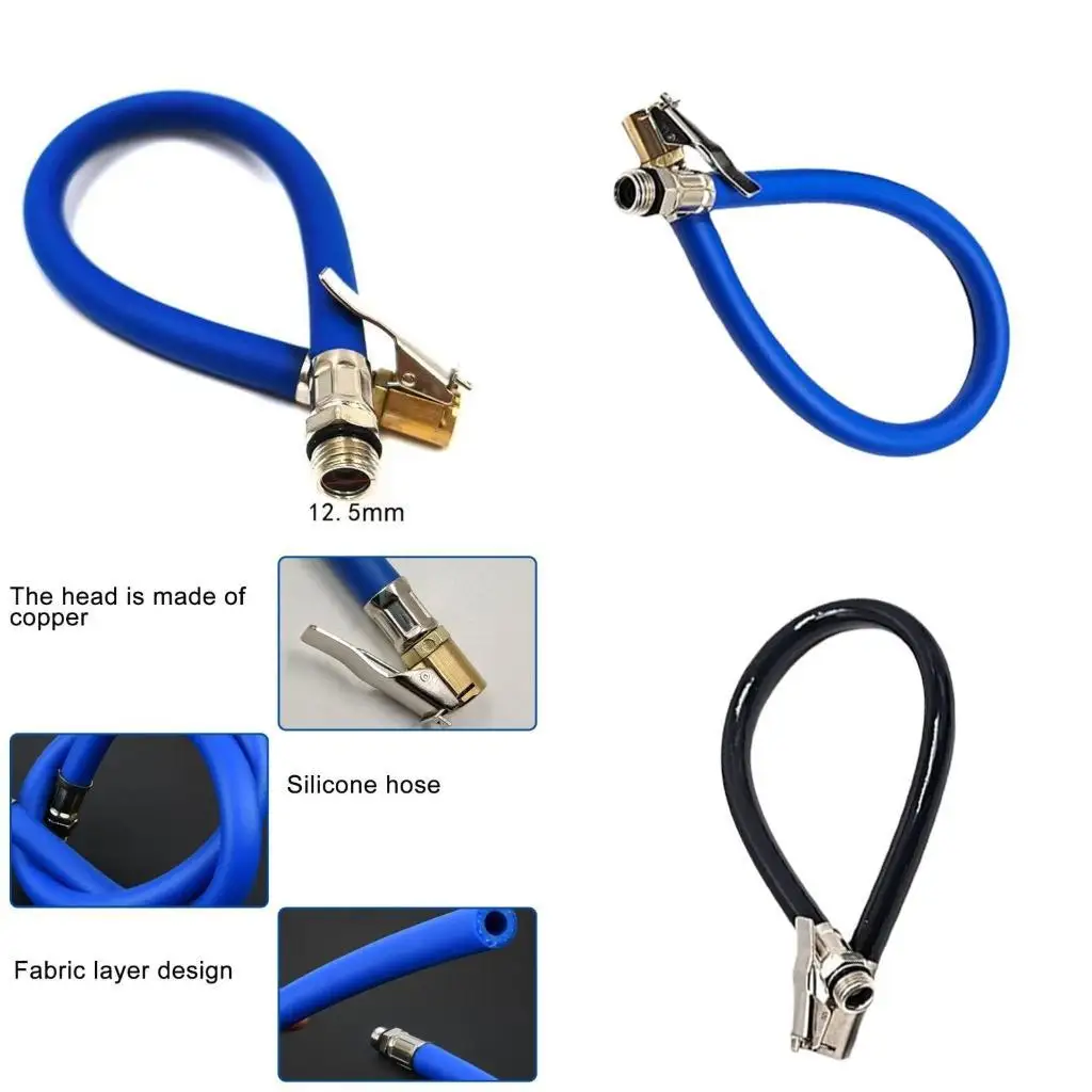 

652F Heavy Duty 12.5mm Tire Inflator Extension Tube Tire Pressure Gauges Hose for Easy Installation & Reliable Performances