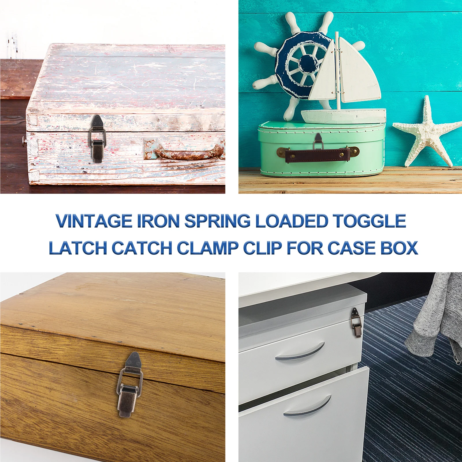 

12pcs Vintage Iron Spring Loaded Toggle For Case Box Jewelry Chests Storage Cabinet Hardware Lock