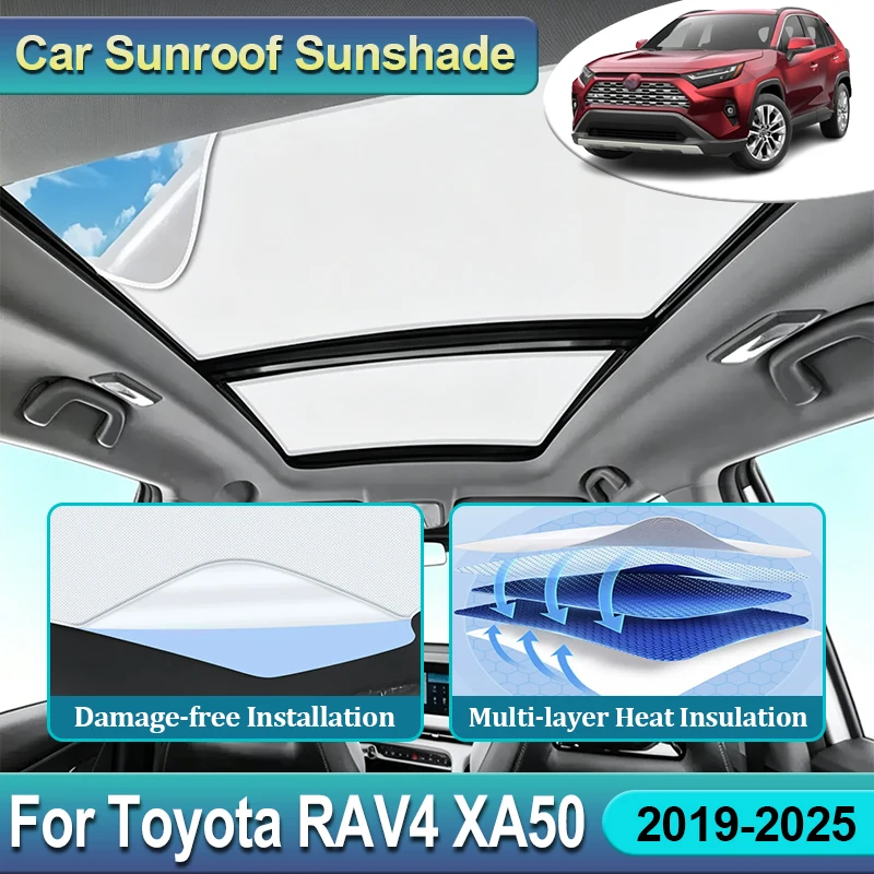 

Car Sunroof Cover For Toyota RAV4 RAV 4 XA50 Accessories 2019~2025 Sunshade Electrostatic Adsorption Sunshade Panoramic Sunroof