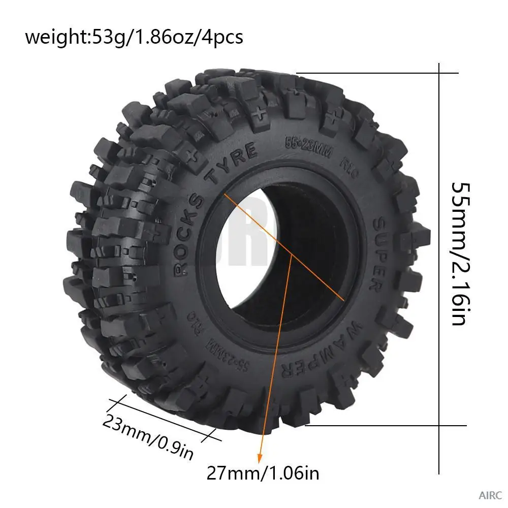 1-Inch Rubber Tire for 1/24 Scale Remote Control Tracked Truck Compatible with FMS Axial SCX24 Axi00001 Axi00006 Gladiator 1/18