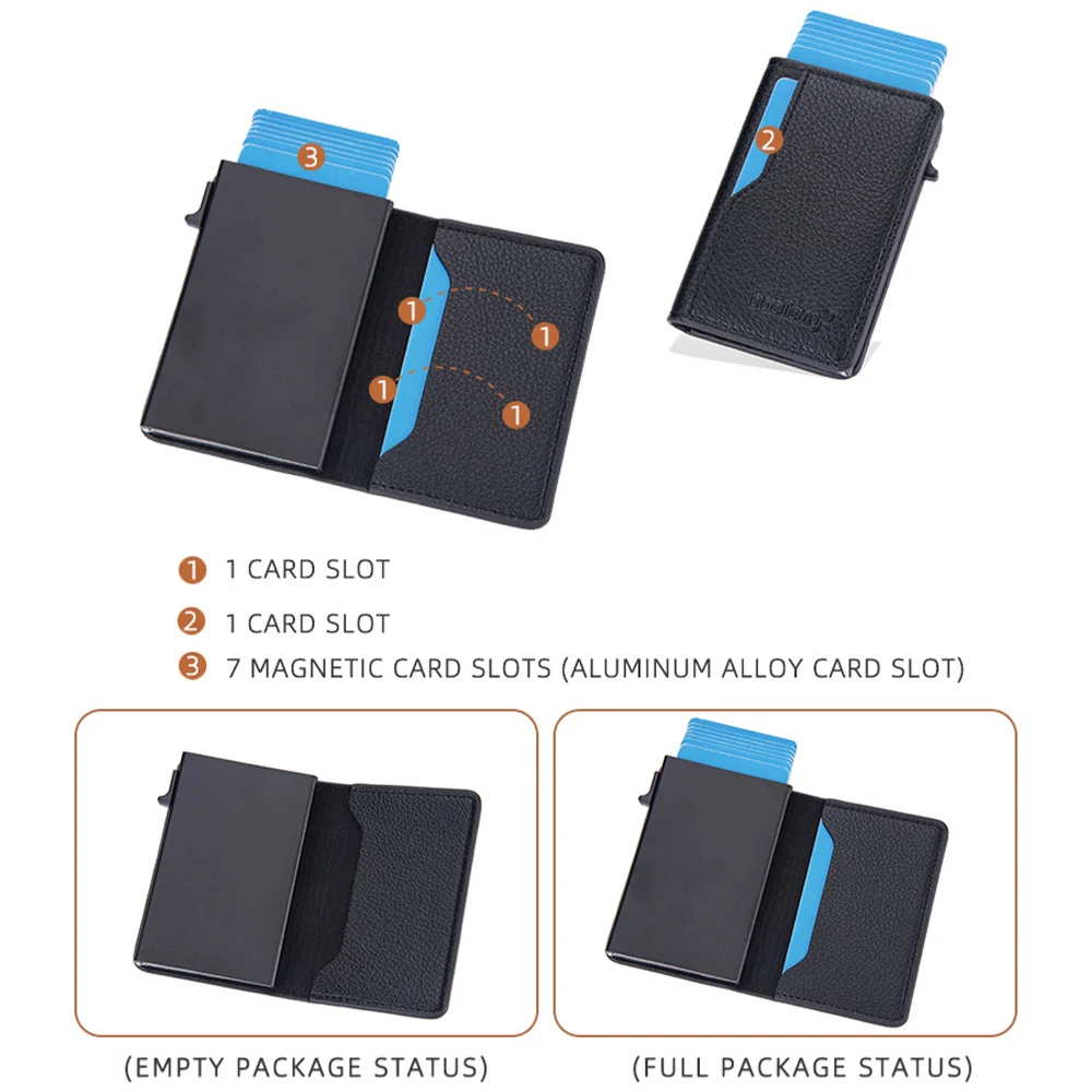 High-End Ins-Style Men's Card Holder, Black Pu Leather Card Holder, Multiple Card Slots, Ultra-Thin Minimalist Design, Trendy Portable Card Holder