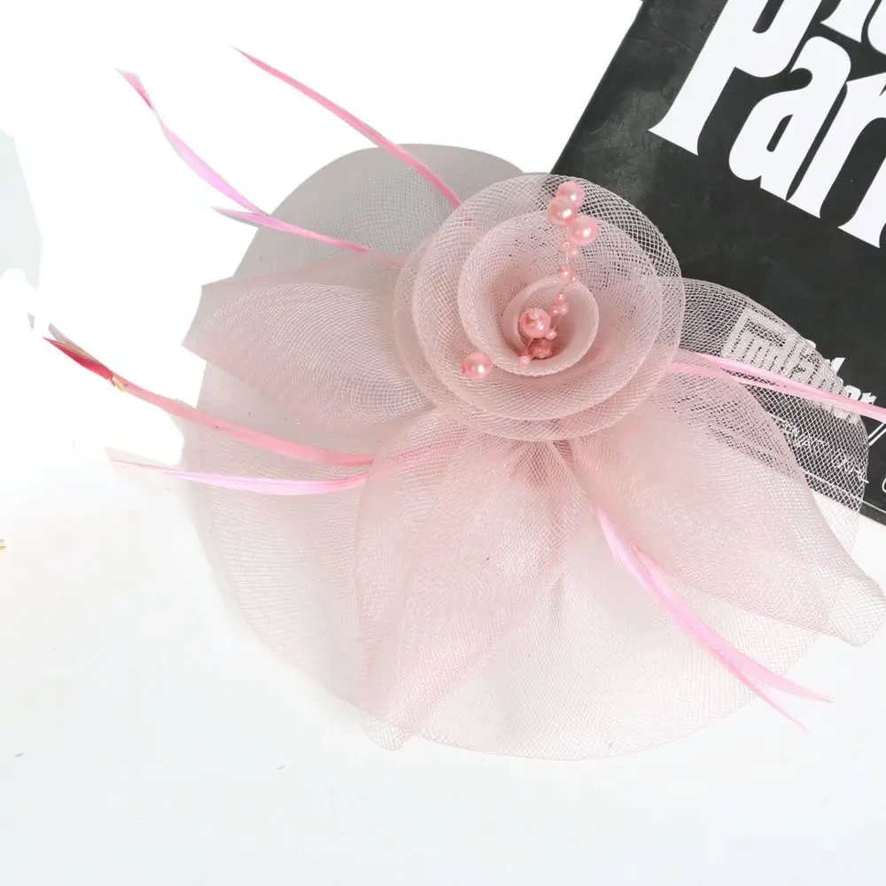 Vintage Mesh Feather Fascinator Headband Fashion Flower Veil Accessory For Women Bridal Wedding Prom Racing Event Decor
