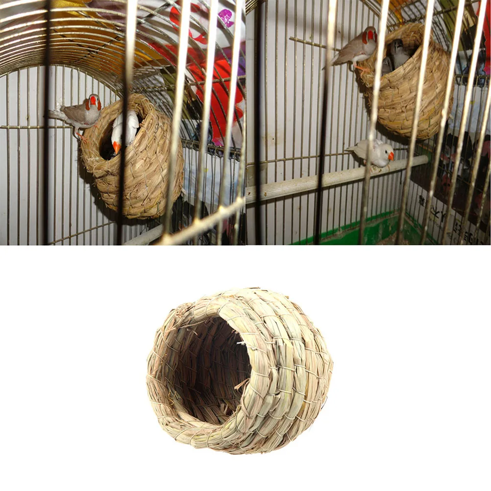 

Bird House Breeding Nest Straw Comfortable Wooden Cockatiel Budgie Sleep Small Birds Home Pet Shop Ornament