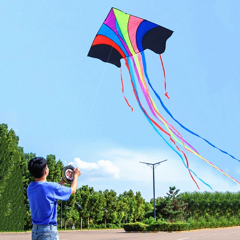 free shipping flying rainbow kite nylon fabric line kids kites factory outdoor toys eagle kite Line winding professional kite