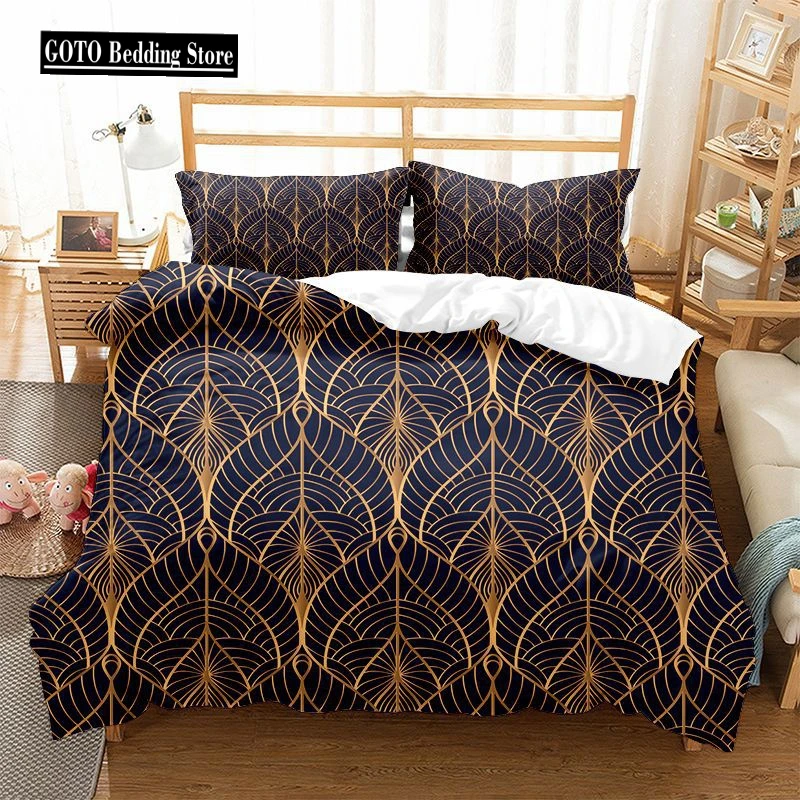 High-grade Luxury Quilt Set Included Duvet Cove Pillowcase European and American Style Geometric Patterns King Size Bedding Set