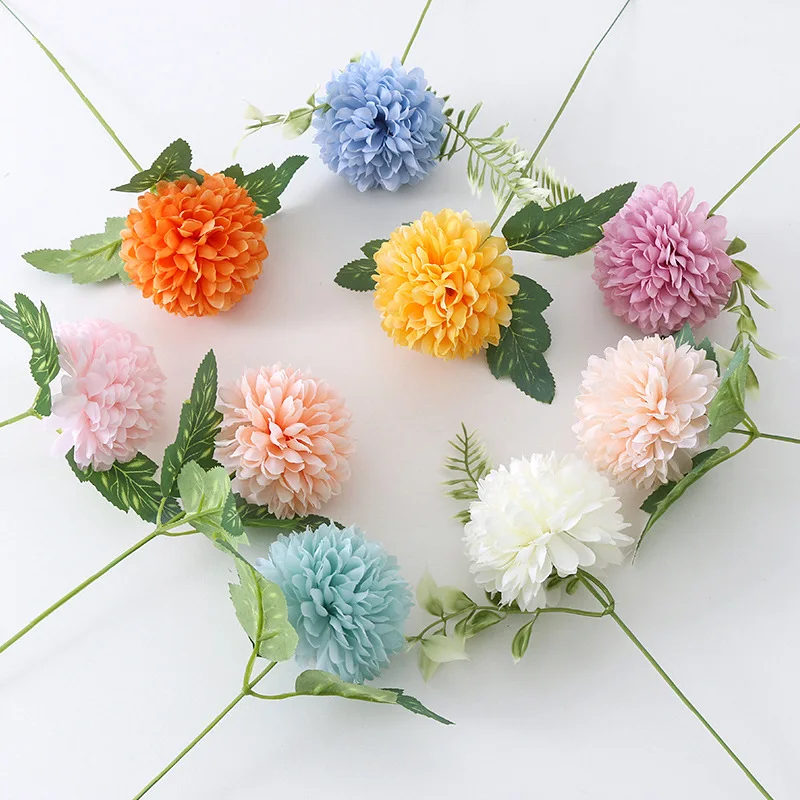 5pcs/lots Blue Artificial Chrysanthemum Fake Flower Dandelion Wedding Photography Bouquet Home Living Room Garden Decoration