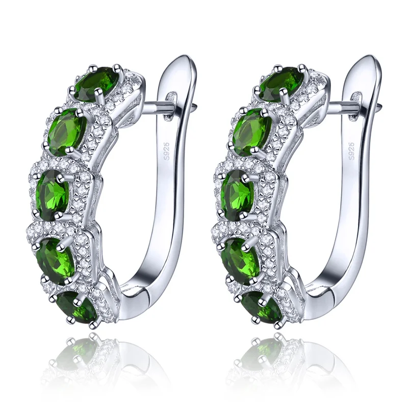 

Natural Chrome Diopside Solid Sterling Silver Clip Earring 2.5 Carats Classic Fine Jewelry Style Top Quality Women Favorite Gift