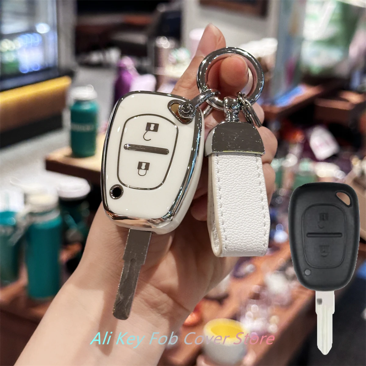 Key Fob Cover with Keyring Car Keychain For Vauxhall Opel Vivaro Renault Movano Trafic Kango 2 Buttons Protector Shell Accessori