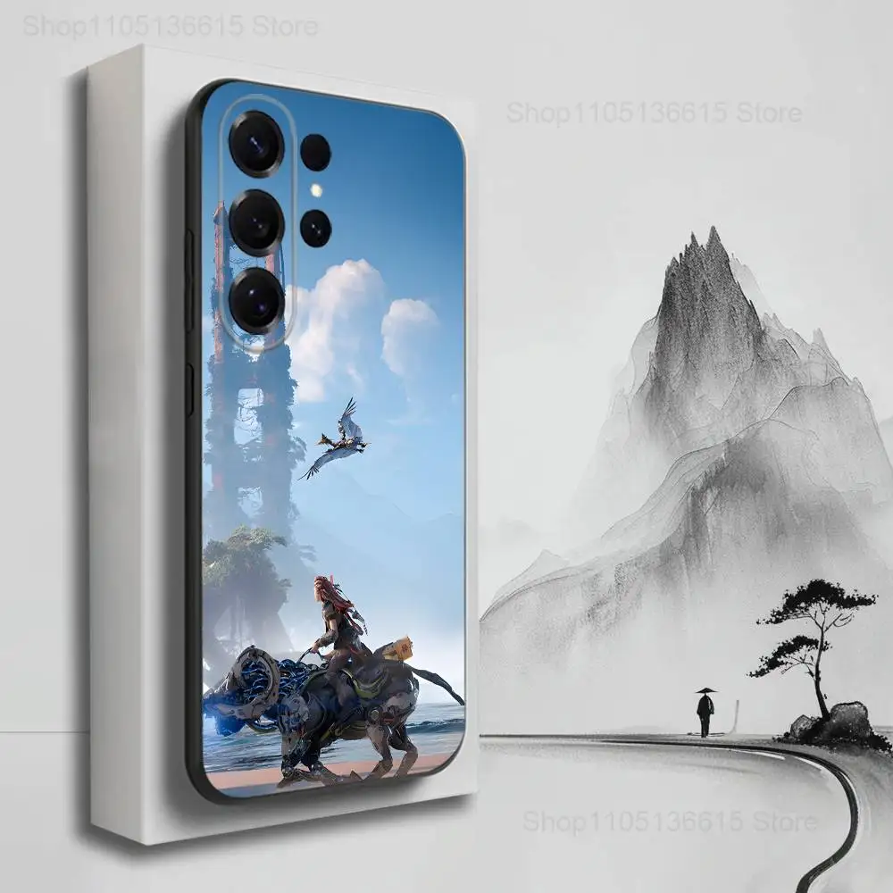 حافظة هاتف H-Horizon Z-Zero D-DAWN لهاتف سامسونج S25، S24، S23، S22، S21، S20، S10، S9، Ultra، Plus، Lite، FE، غطاء أسود من السيليكون الناعم