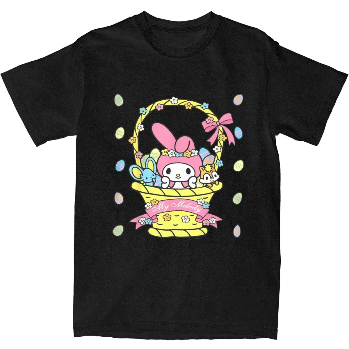 Couple T-Shirt My Melody Logo Happy Easter T Shirts Harajuku Summer Tees Y2K Funny Pattern Cotton Tops Gift