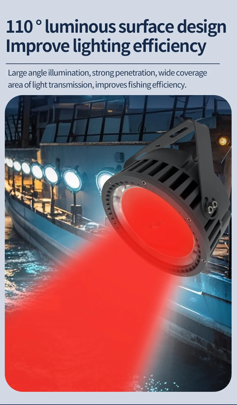 Super Bright 1000W Fish Attracting LED Fishing Light Lamp 1200W Marine Float Squid Red Deep Drop LED Fishing Lights for Boats