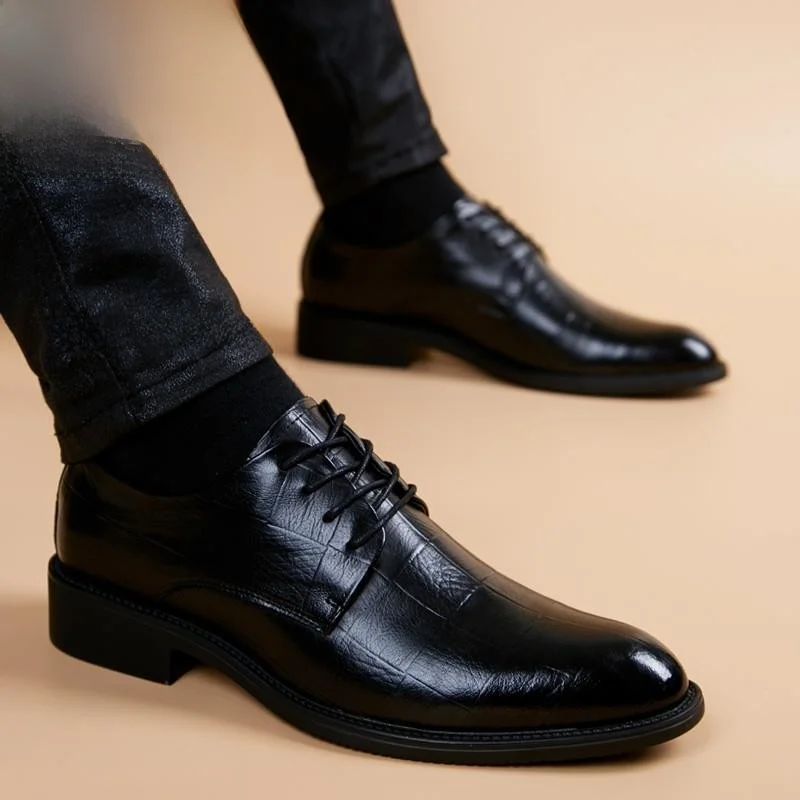 

Breathable Casual Busin oes for Men 2026 Increased Height arp Headed Leather oes for Work And Weddings Versatile Men...