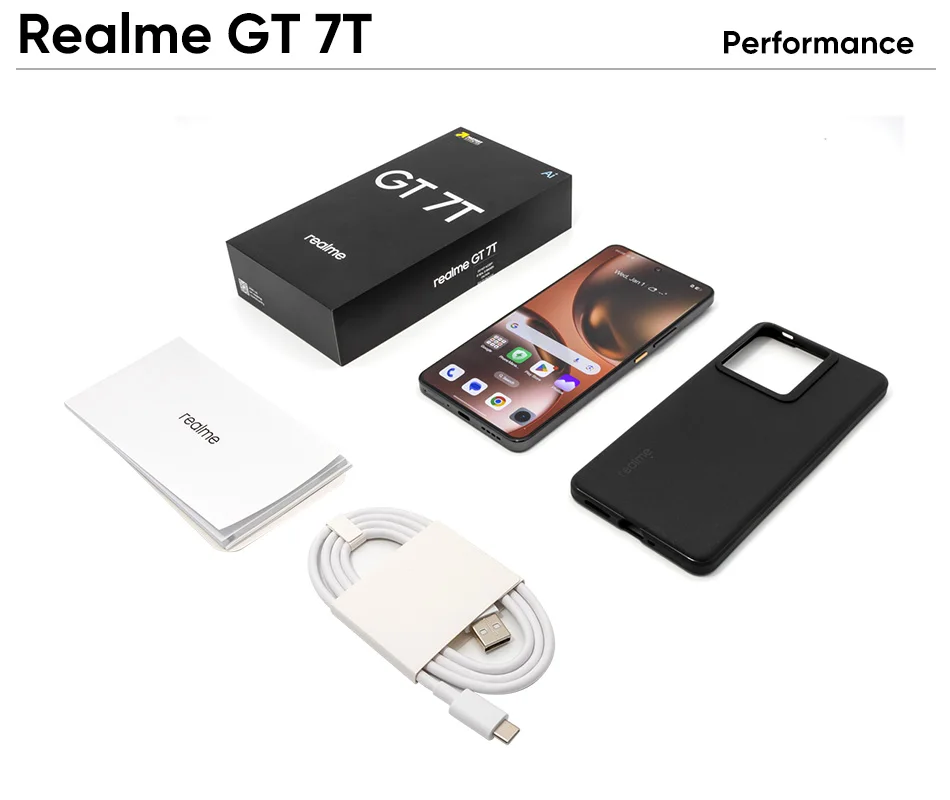 Realme Gt 7t 5g Smartphone New Mediatek 8400-Max, 7000 Mah Titan Battery, 120W Ultra-Fast Charging and 6.8-Inch 120Hz Display. Global Version
