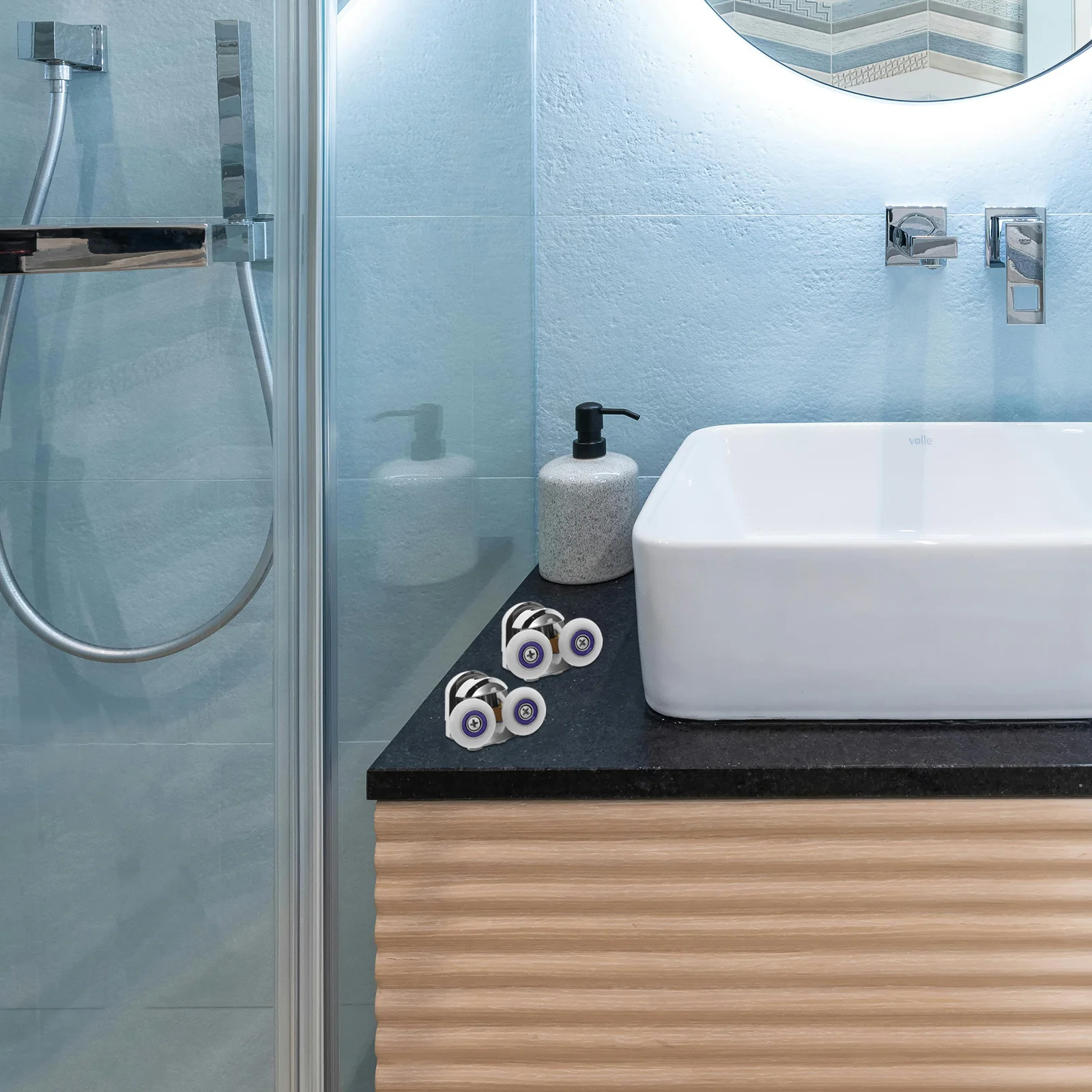 

2Sets Shower Door Rollers Durable Replacement Smooth Sliding Glass Door Wheels for Top and Bottom Shower Screen Doors