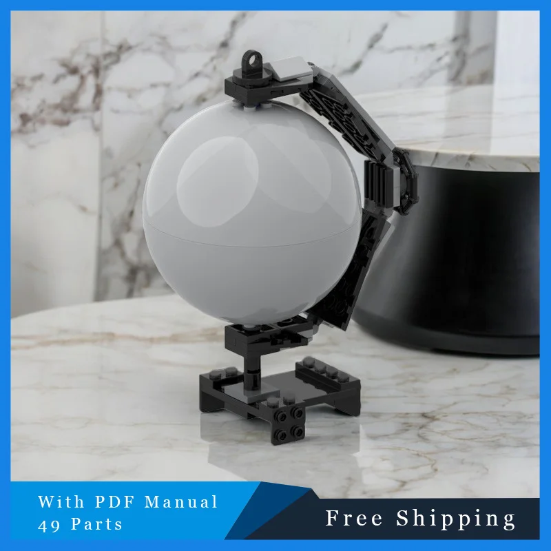 49 PCS MOC 크리 에이 티브 빌딩 블록 그레이 글로브 모델 어린이 교육 조립 장난감 소년 소녀 크리스마스 깜짝 선물에 적합