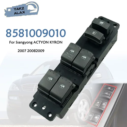 Interruptor de Control de ventanilla eléctrica principal delantera izquierda para Ssangyong ACTYON KYRON 2007 2008 2009 8581009010   Accesorios para automóviles