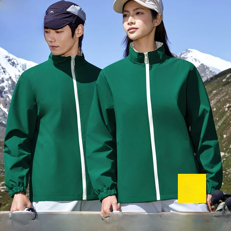 

Чистый цветной воротник-стойка, тонкая однослойная ветрозащитная спецодежда, т-образный логотип с принтом логотипа, пальто из полиэфирного волокна, длинная молния